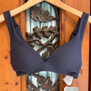 H&M Dark Blue Textured Bikini Top